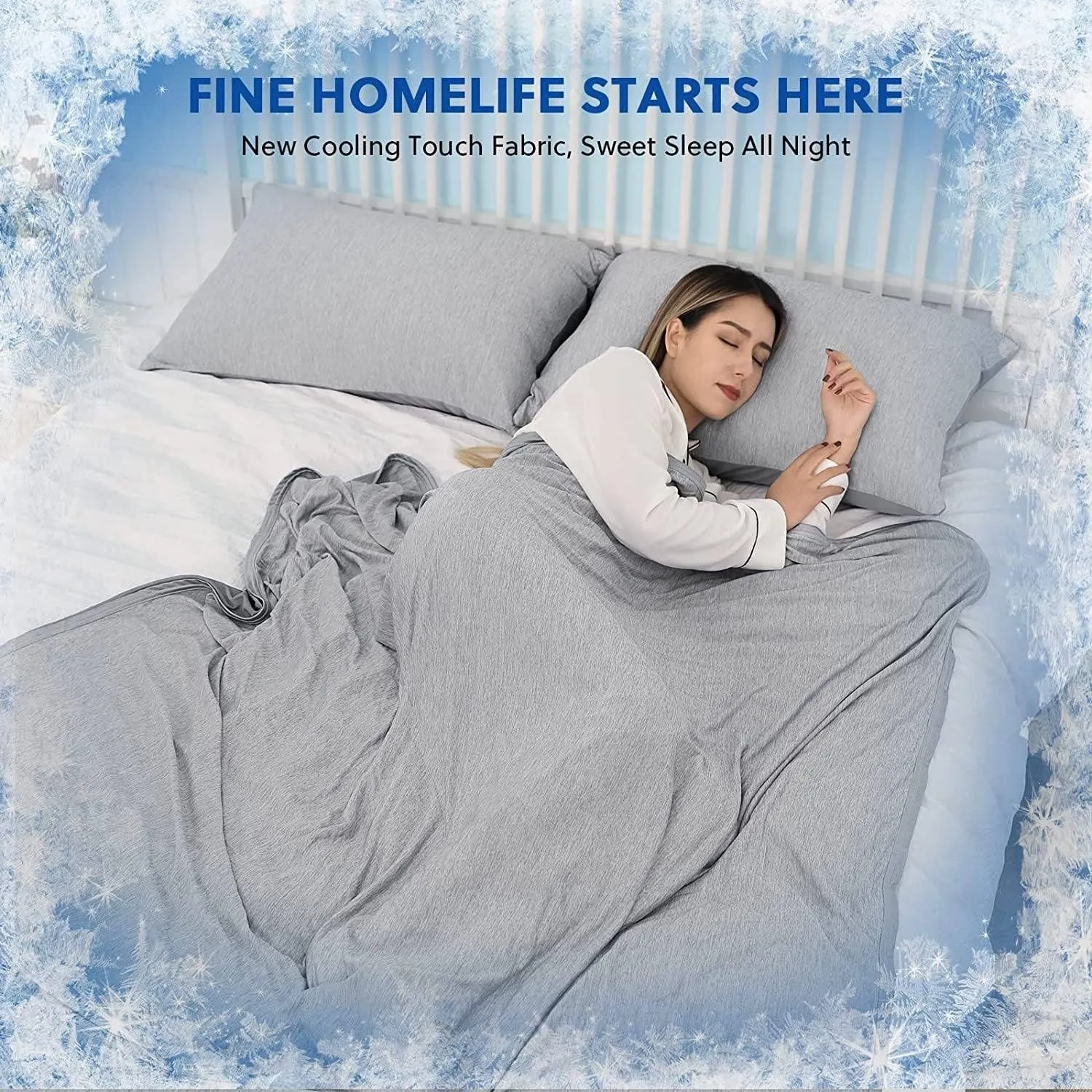 HOMFINE Cooling Blankets for Hot Sleepers - Summer Blanket Thin Lightweight Breathable Soft Double Side Enhanced Cooling for Bed Couch Sofa, Keep Cool for Night Sweats (Grey, 108 x 90 inches)