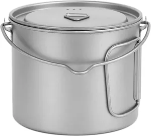 HXBER 1100ml Titanium Pot Ultralight Portable ing Pot with Lid and Foldable Handle Outdoor Camping Hiking Backpacking