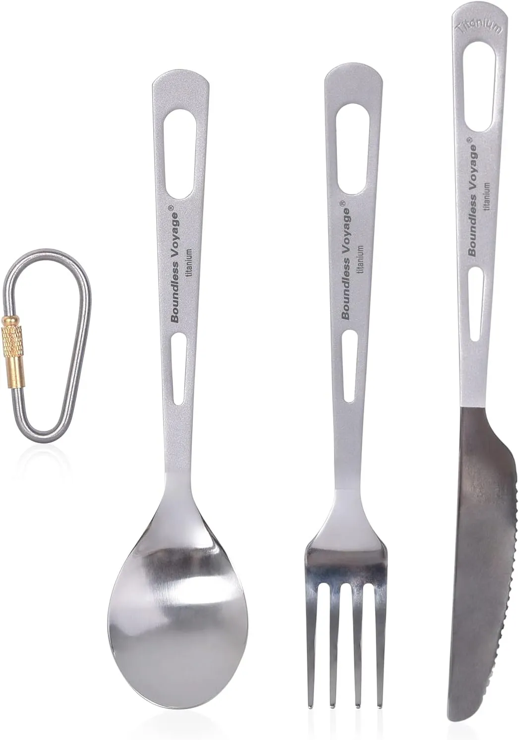 iBasingo Titanium Tableware Camping Fork Spoon Outdoor Cutlery Set Travel Utensils for Picnic Hiking Backpacking Home Use