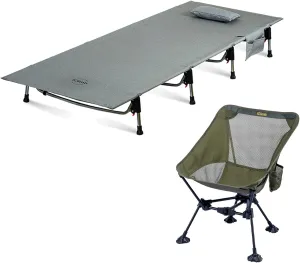 iClimb 1 Anti-Sinking Chair and 1 Super Easy Assemble Cot Bundle, Ultralight Compact for Adults Outdoor Camping Beach Concert Motorcycling
