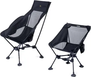 iClimb 1 Low Back Anti-Sinking Chair and 1 Adjustable High Back Chair Bundle, Ultralight Compact for Adults Outdoor Camping Backpacking Hiking Beach Concert