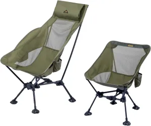 iClimb 1 Low Back Anti-Sinking Chair and 1 Adjustable High Back Chair Bundle, Ultralight Compact for Two Person Outdoor Camping Backpacking Hiking Beach Concert