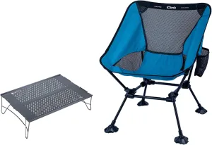iClimb 1 Solo Mini Folding Table and 2 Anti-Sinking Large Feet Chair Bundle, Ultralight Compact for Two Adults Outdoor Backpacking Hiking Camping Beach Concert