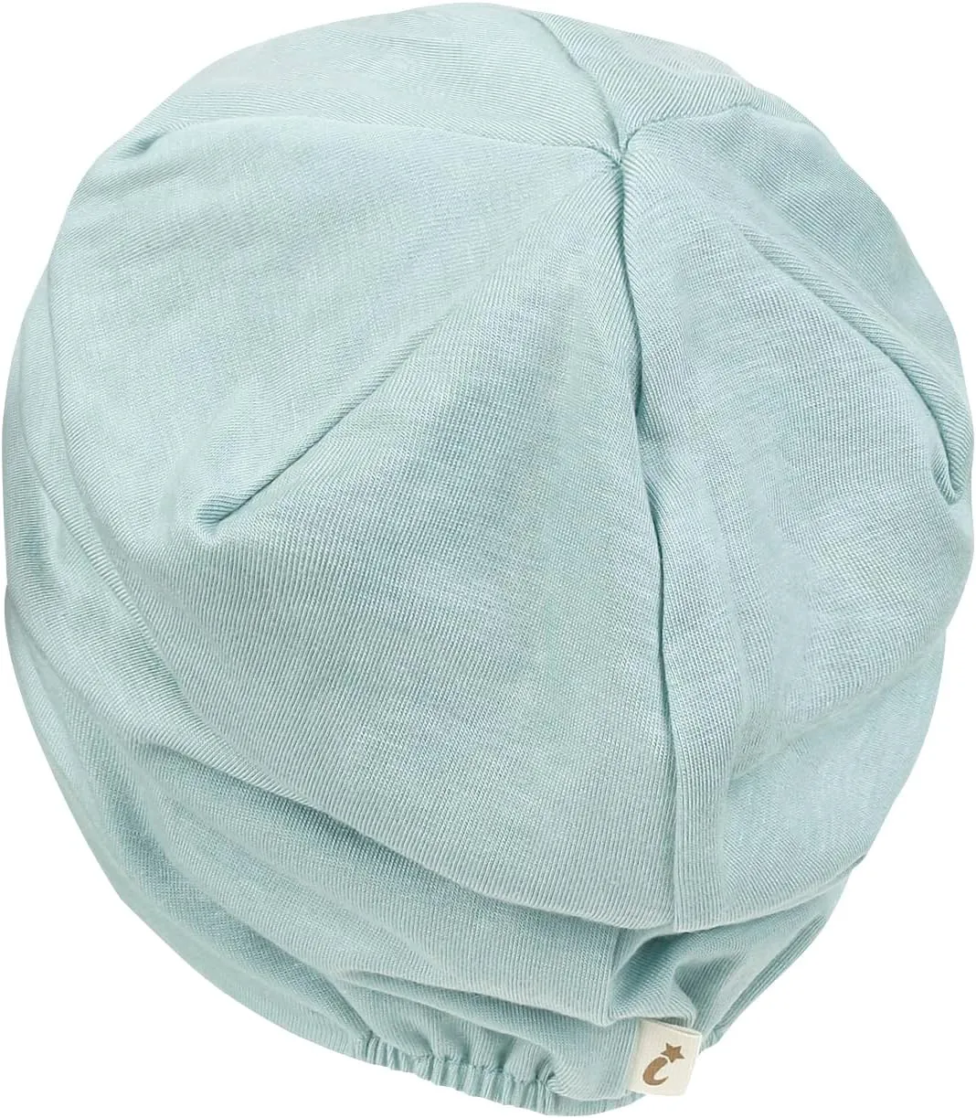 ililily Tencel Lyocell Flower Trim Chemo Hair Loss Beanie Ultra Soft Stretchable Head Cover Sleep Hat