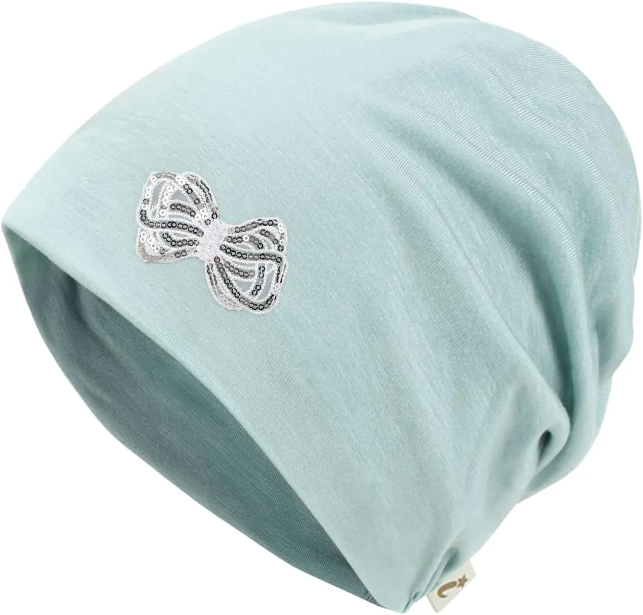 ililily Tencel Lyocell Flower Trim Chemo Hair Loss Beanie Ultra Soft Stretchable Head Cover Sleep Hat