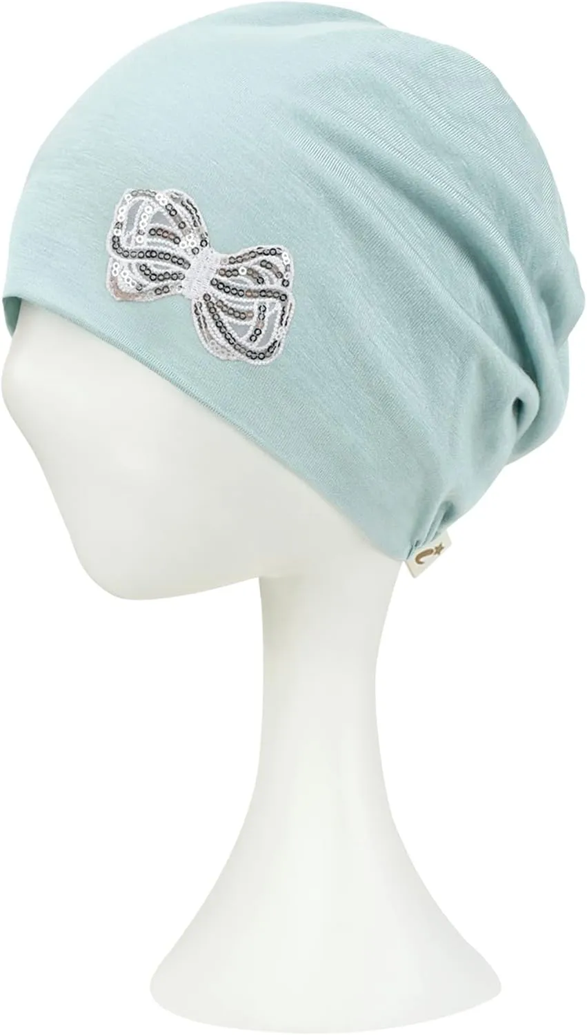 ililily Tencel Lyocell Flower Trim Chemo Hair Loss Beanie Ultra Soft Stretchable Head Cover Sleep Hat