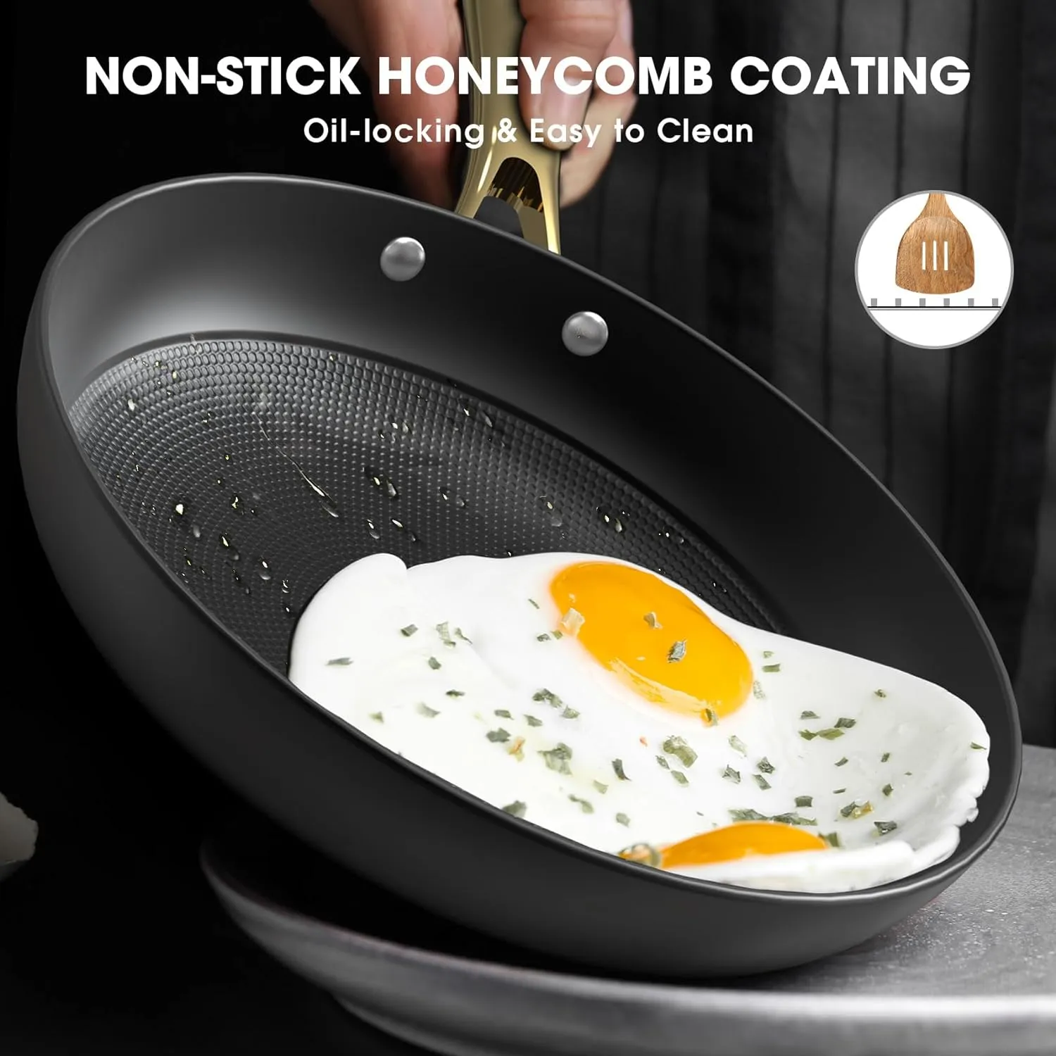 imarku Cast Iron Skillets, Non Stick Frying Pans 2Pcs - 10 inch & 12 Inch Frying Pan Set, Long Lasting Frying Pans Nonstick, Professional Nonstick Frying Pan Easy Clean, Father's Day Gifts