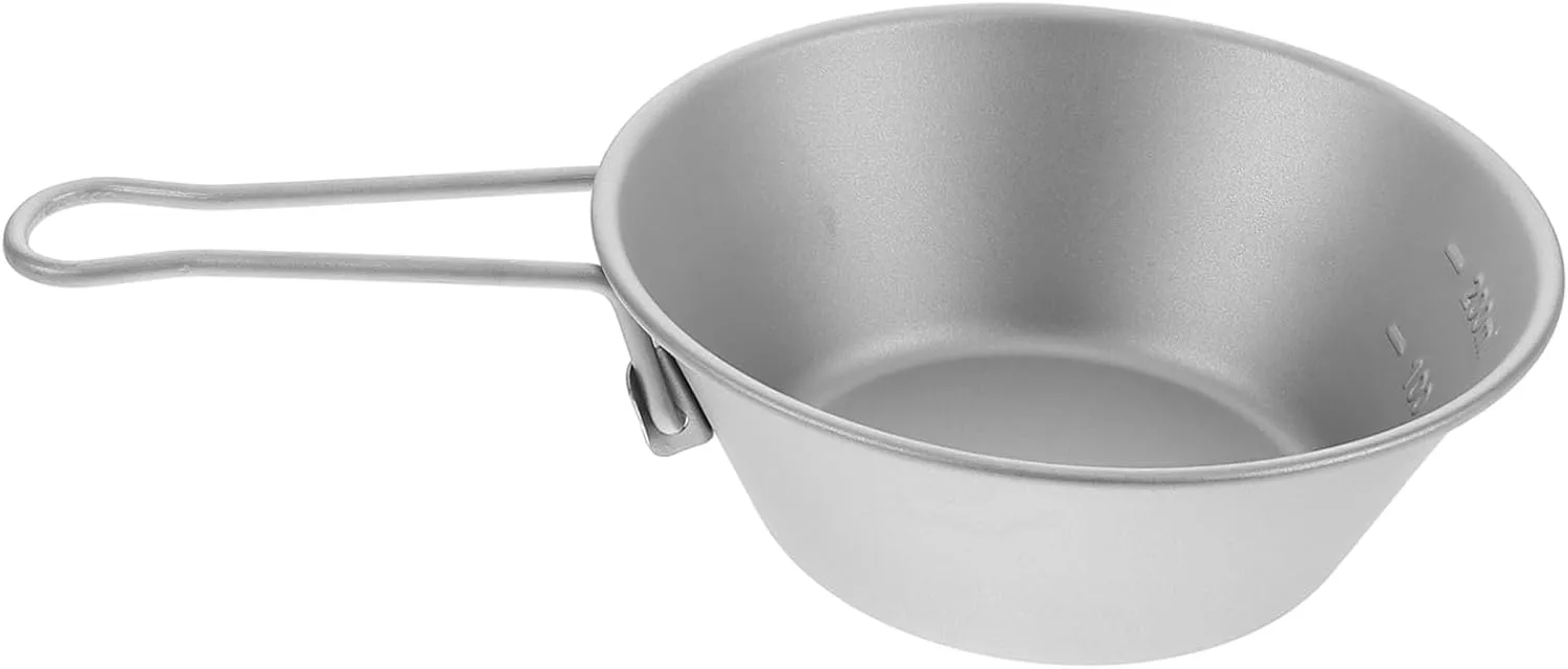 IMIKEYA Titanium Portable Bowl with Foldable Handle Lightweight Outdoor Dining Tableware for Camping Hiking and Picnics Versatile Food Serving Bowl for Salads and Snacks