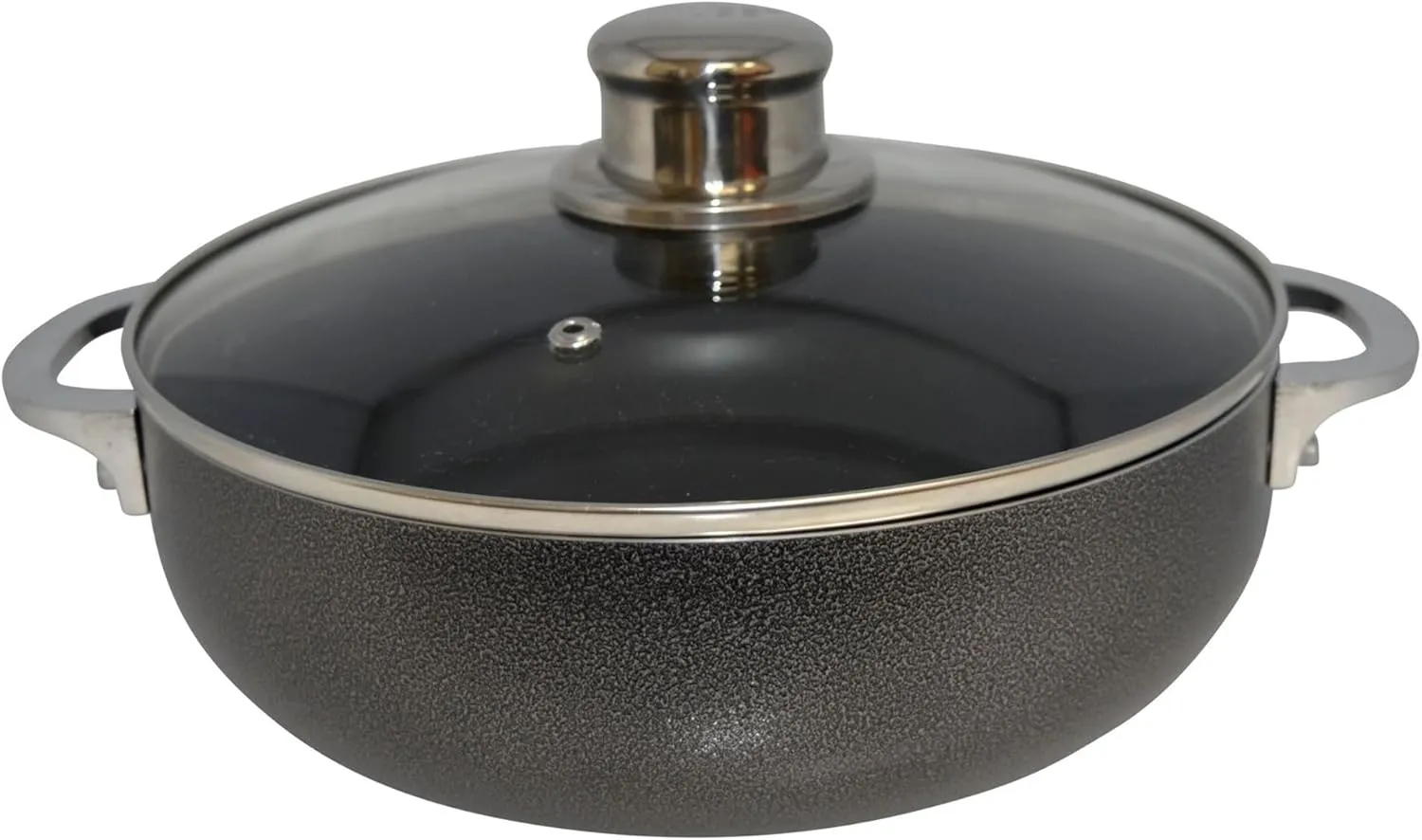 IMUSA 3.2qt Charcoal Aluminum Nonstick Caldero with Glass Lid, Black