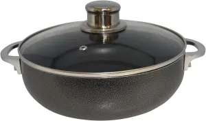 IMUSA 3.2qt Charcoal Aluminum Nonstick Caldero with Glass Lid, Black