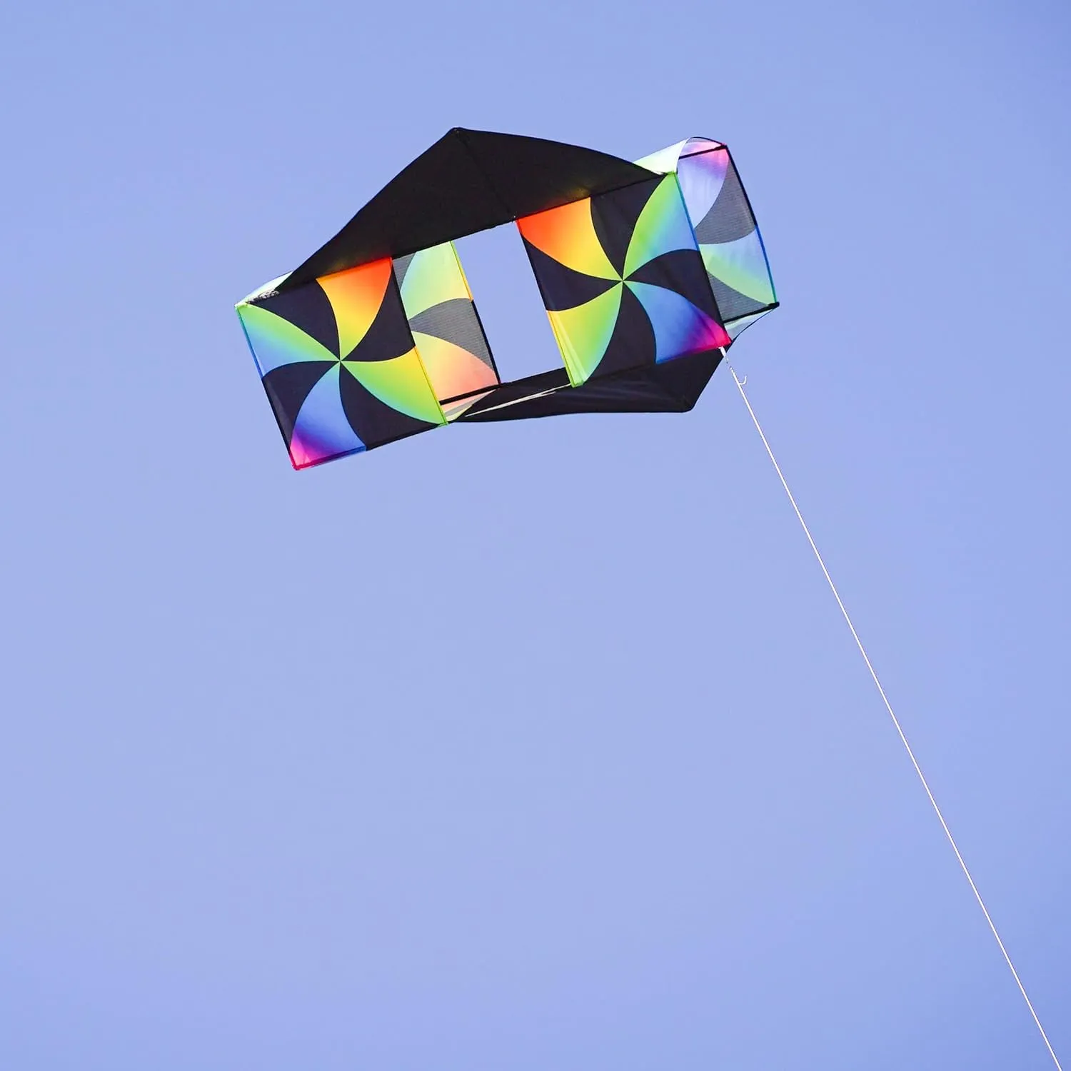 in The Breeze 3369 — Aurora Winged Double Box Kite — Easy-Flying, Single-Line Colorful Kite with Two Winged Sides; Kite Line Included