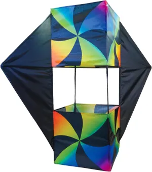 in The Breeze 3369 — Aurora Winged Double Box Kite — Easy-Flying, Single-Line Colorful Kite with Two Winged Sides; Kite Line Included