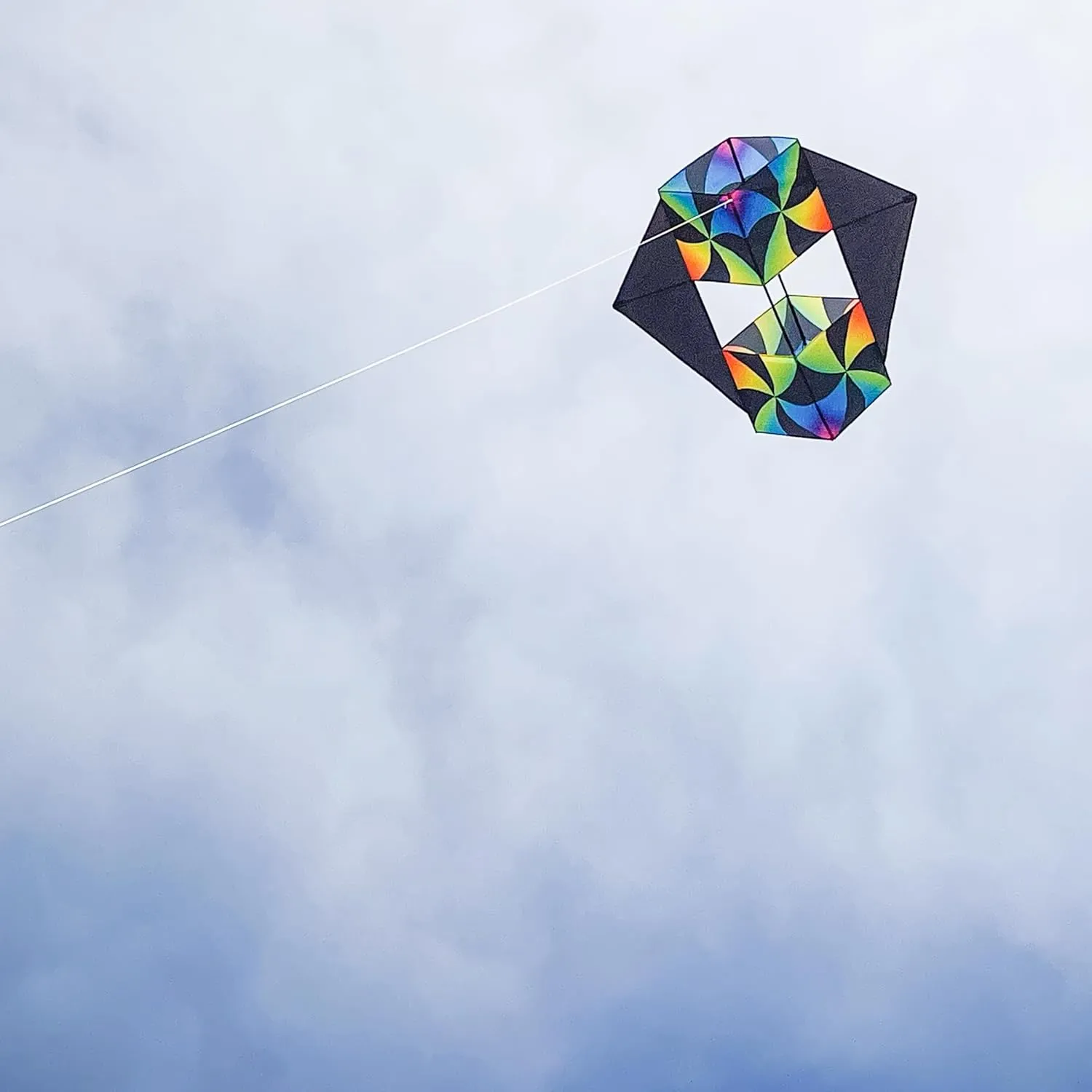 in The Breeze 3369 — Aurora Winged Double Box Kite — Easy-Flying, Single-Line Colorful Kite with Two Winged Sides; Kite Line Included