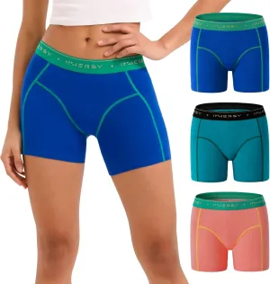 INNERSY Women's 4" Inseam Boxers Briefs Cotton Boyshorts Underwear Ladies Panties 3-Pack