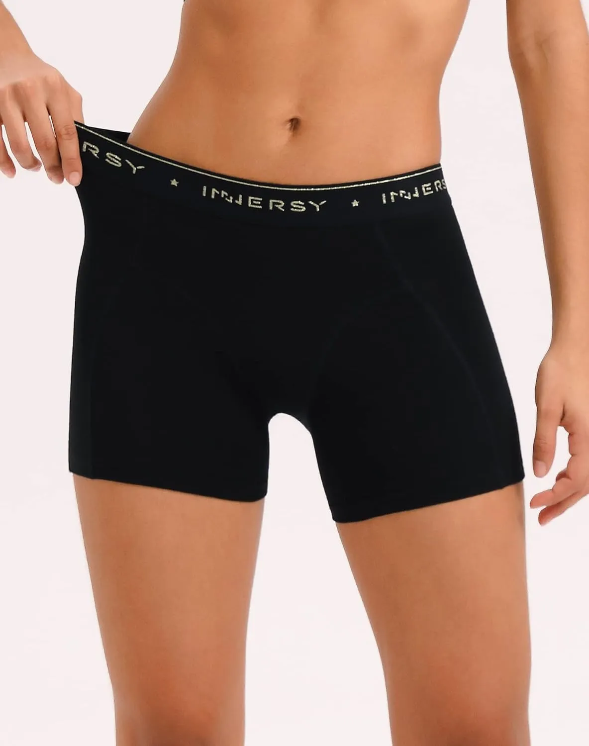 INNERSY Women's 4" Inseam Boxers Briefs Cotton Boyshorts Underwear Ladies Panties 3-Pack
