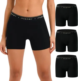 INNERSY Women's 4" Inseam Boxers Briefs Cotton Boyshorts Underwear Ladies Panties 3-Pack
