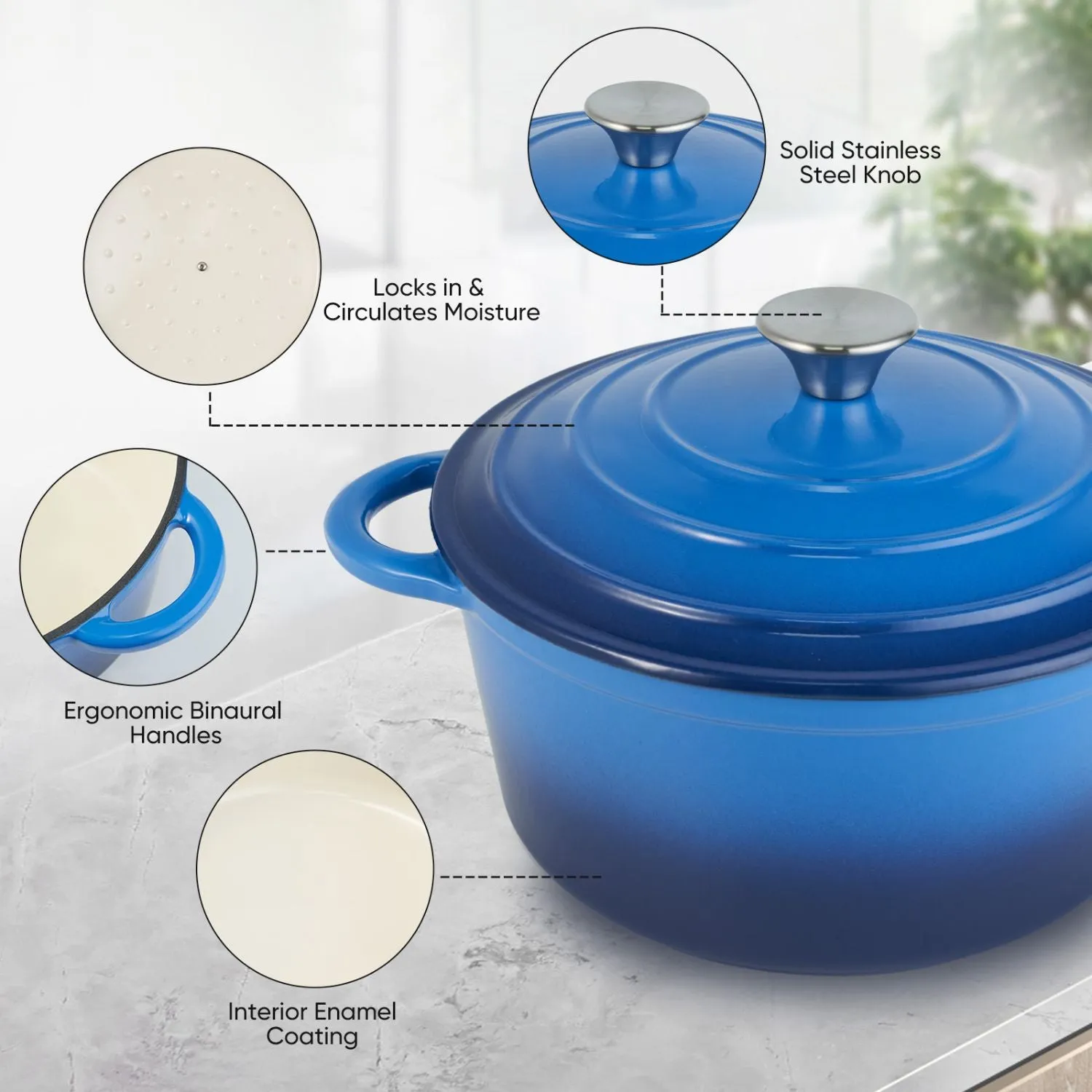 IronRoot™ 4.5QT Gradient Cast Iron Pot – Enamel Dutch Oven for Fire, Stove & Oven