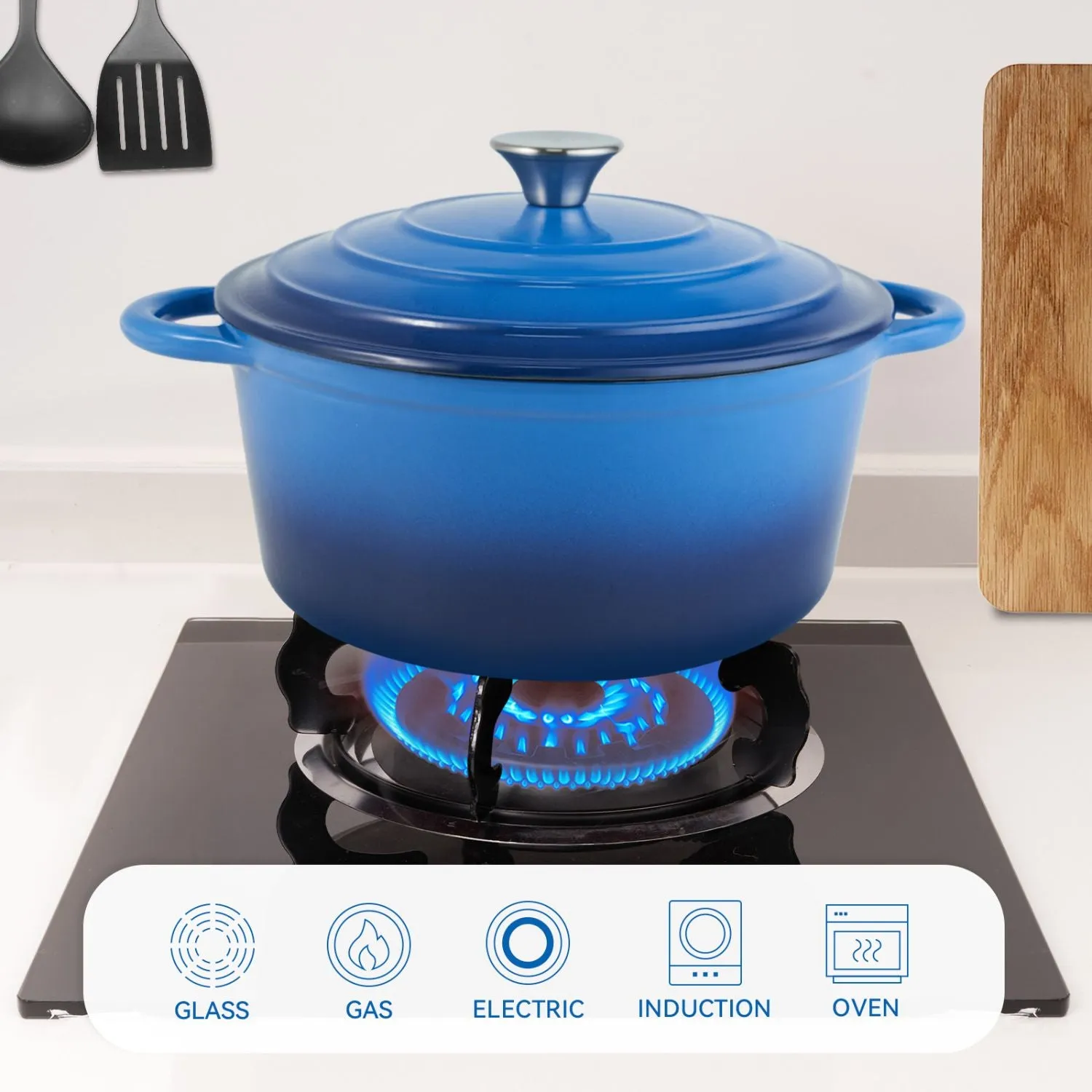 IronRoot™ 4.5QT Gradient Cast Iron Pot – Enamel Dutch Oven for Fire, Stove & Oven