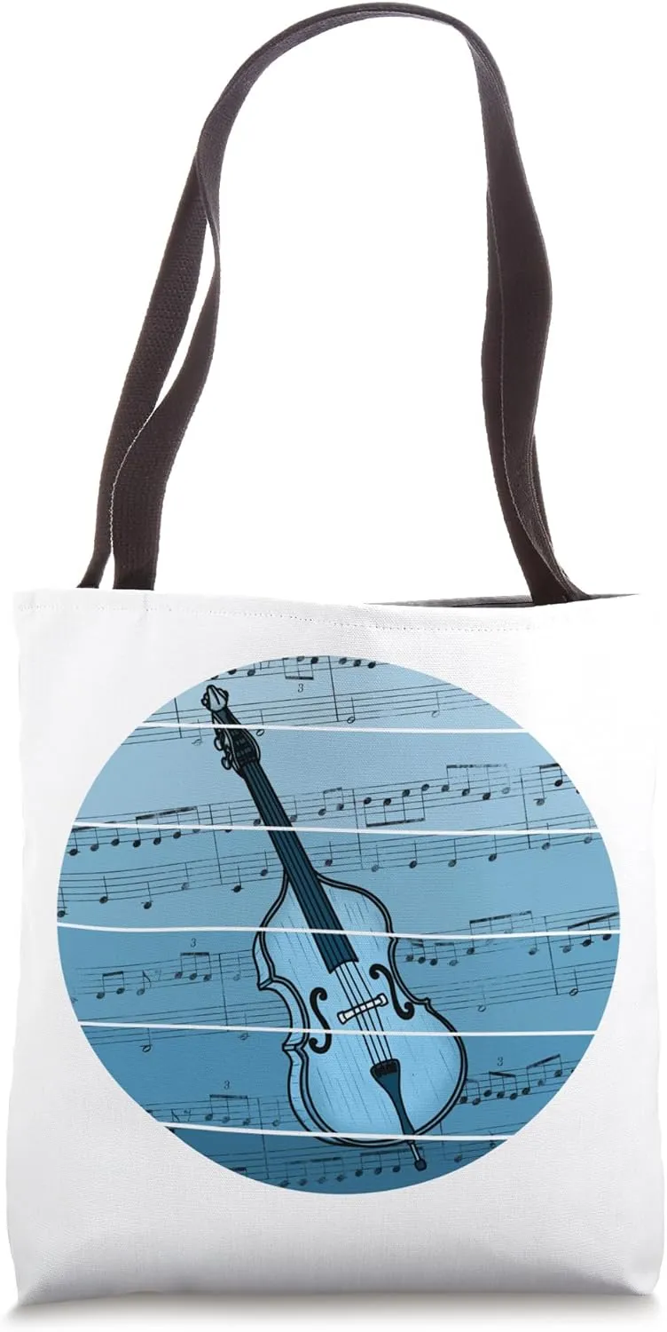 Jazz Bassist Music Notation Double Bass Player Musician Tote Bag