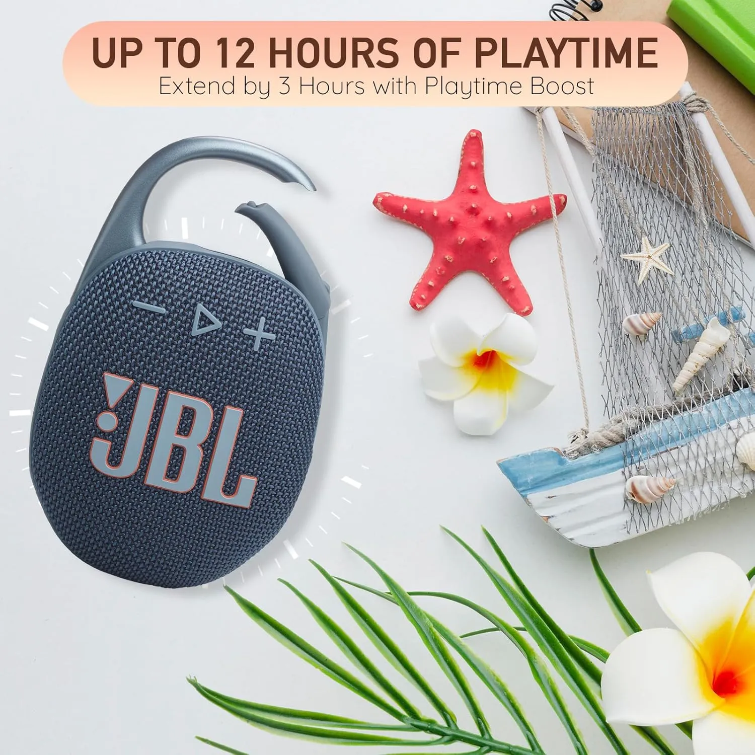 JBL Clip 5 Portable Bluetooth Speaker, IP67 Waterproof & Dustproof, Long-Lasting Battery - Blue - Boom h's Comprehensive Ultimate Performance Cloth Solution for Your On-The-Go Sound Experience