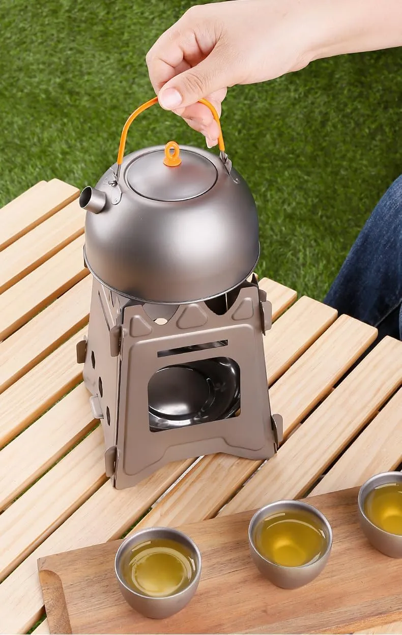 Kettle 400ML Pure Titanium Outdoor Camping Mountaineering Travel Tea Set