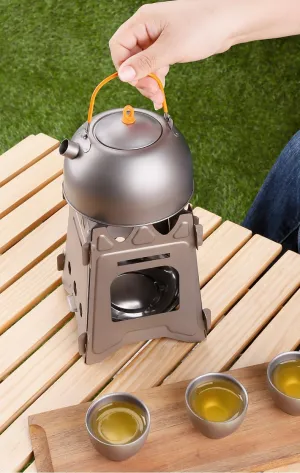 Kettle 400ML Pure Titanium Outdoor Camping Mountaineering Travel Tea Set