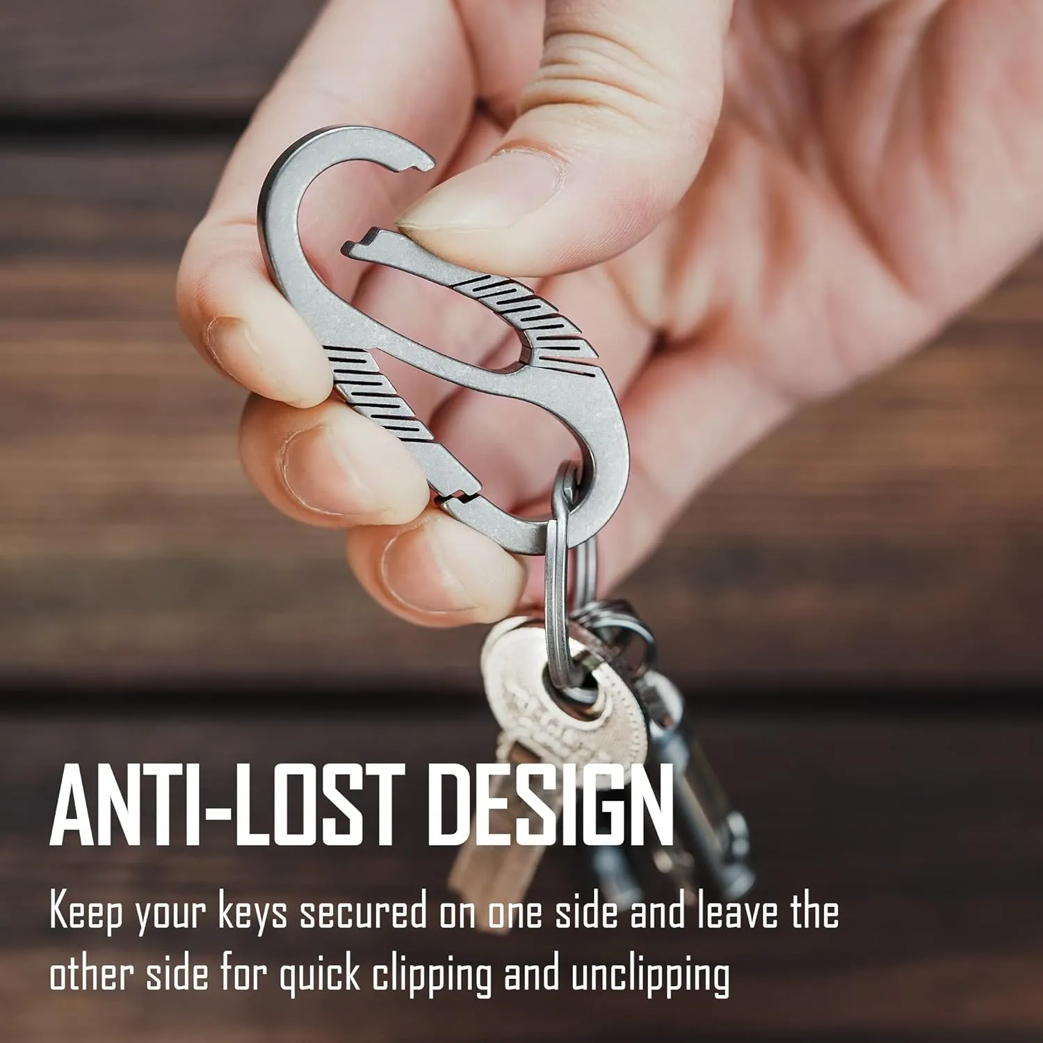 KeyUnity Titanium Carabiner Keychain Clip, Dual-Gate Quick Release EDC Key Ring Holder Organizer for Men and Women