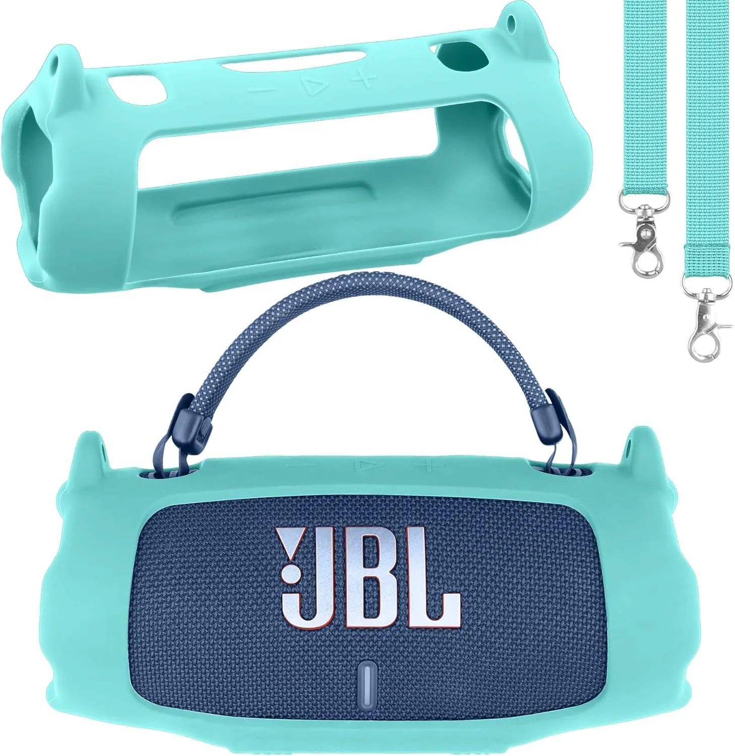 khanka for JBL Charge 6 Waterproof Portable Bluetooth Speaker Silicone Case,Soft Protective Sleeve Cover with Shoulder Strap for JBL Charge 6 Speaker (Mint Green)