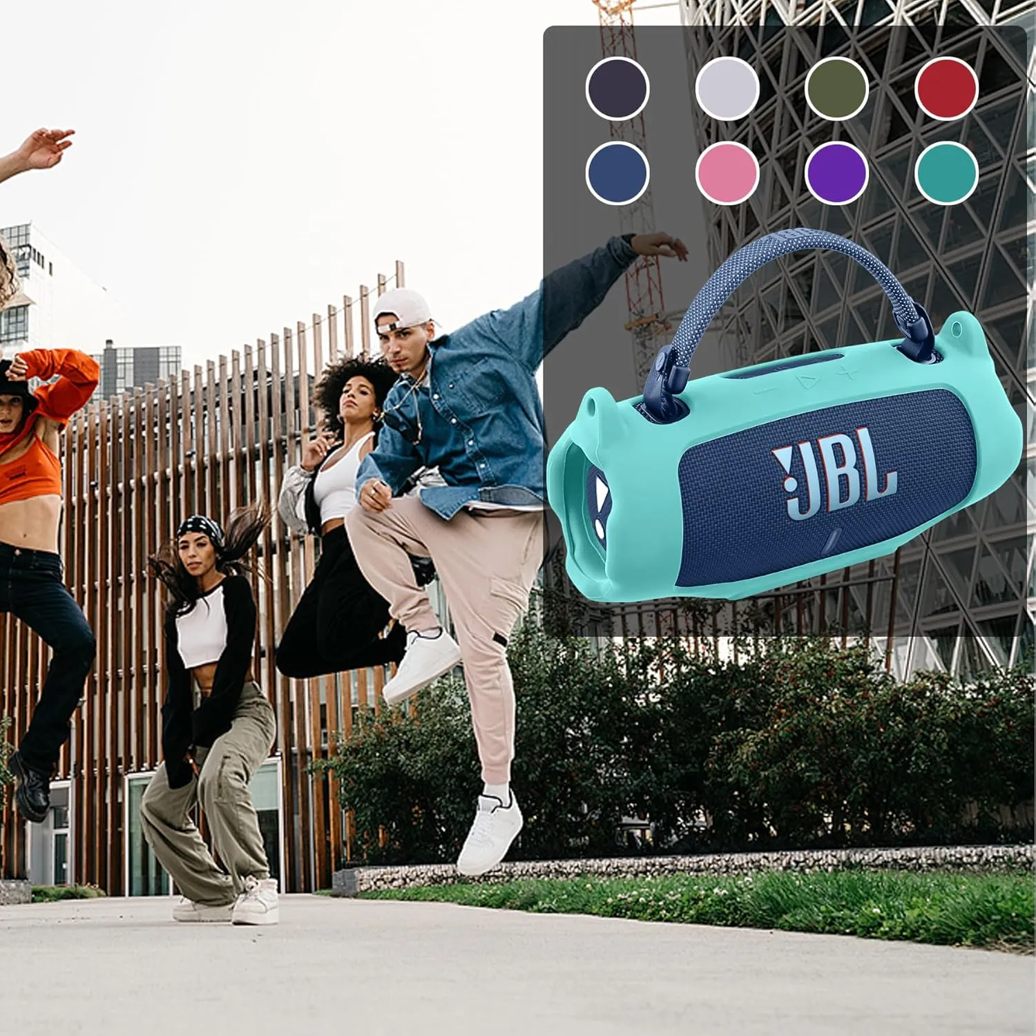 khanka for JBL Charge 6 Waterproof Portable Bluetooth Speaker Silicone Case,Soft Protective Sleeve Cover with Shoulder Strap for JBL Charge 6 Speaker (Mint Green)
