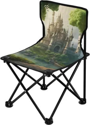 Kigai Folding Camping Chair Heavy Duty Chair Ultralight Compact Portable Beach Chair for Outdoor Camp, Hiking, Travel, Beach, Sporting Event and Picnic, Castle in Forest