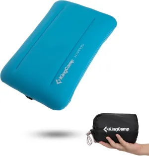 KingCamp Camping Pillow, Ultralight Inflatable Backpacking Memory Foam Air Pillow with Removable Washable Cover & Neck Lumbar Support for Camping Travel Hiking Outdoor, PVC Free (Blue)