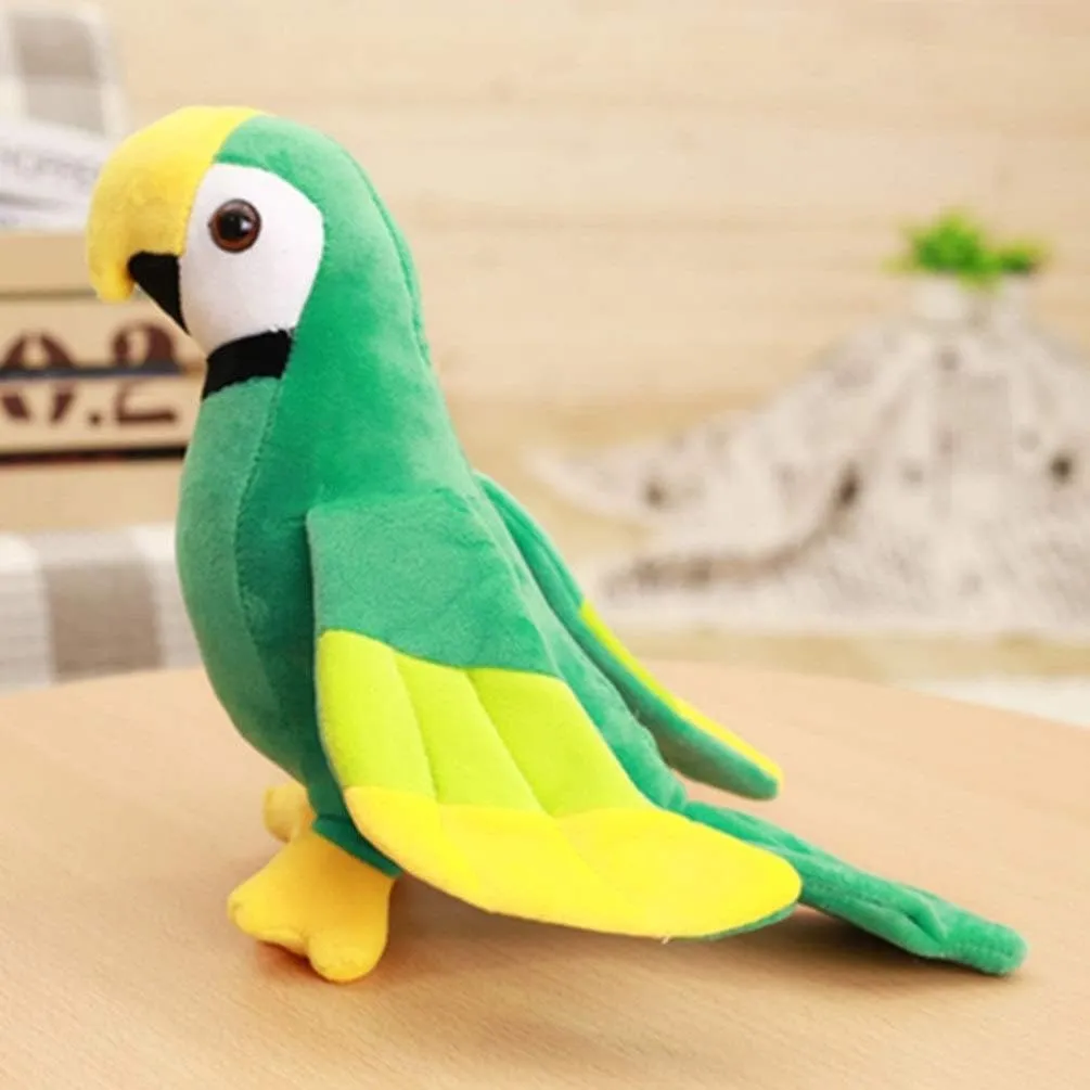 Kisangel Kids Toys 1pc Stuffed Parrot Plush Toy Stuffed Animal Toy Scarlet Macaw Plush Miniature Parrot Figurines for Kids Girls(Green, 25 x 20 x 20cm) Plushie