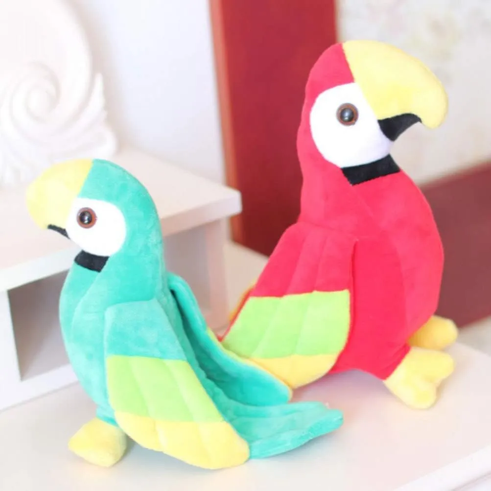 Kisangel Kids Toys 1pc Stuffed Parrot Plush Toy Stuffed Animal Toy Scarlet Macaw Plush Miniature Parrot Figurines for Kids Girls(Green, 25 x 20 x 20cm) Plushie