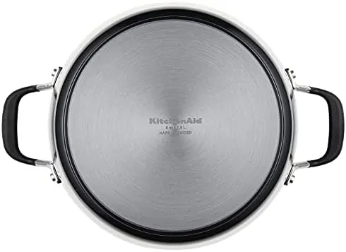KitchenAid Hard Anodized Nonstick Stockpot with Lid, 8 Quart, Onyx Black
