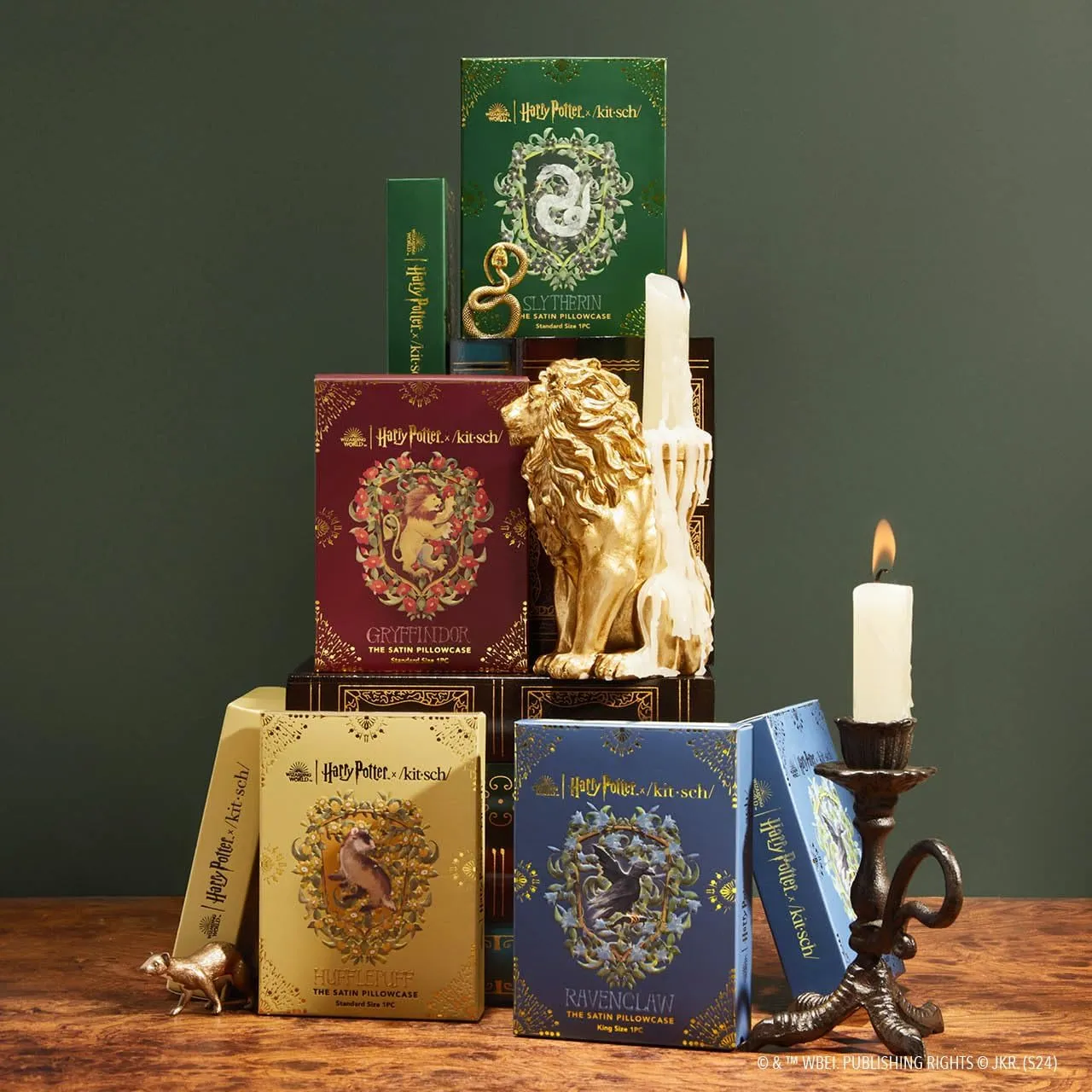 Kitsch x Harry Potter Slytherin Satin Pillowcase w/Zipper for Hair & Skin – Double-Sided, Softer Than Silk, Wrinkle-Free, Machine Washable, Frizz Control, Breakout Prevention - Queen/Standard(19x26)