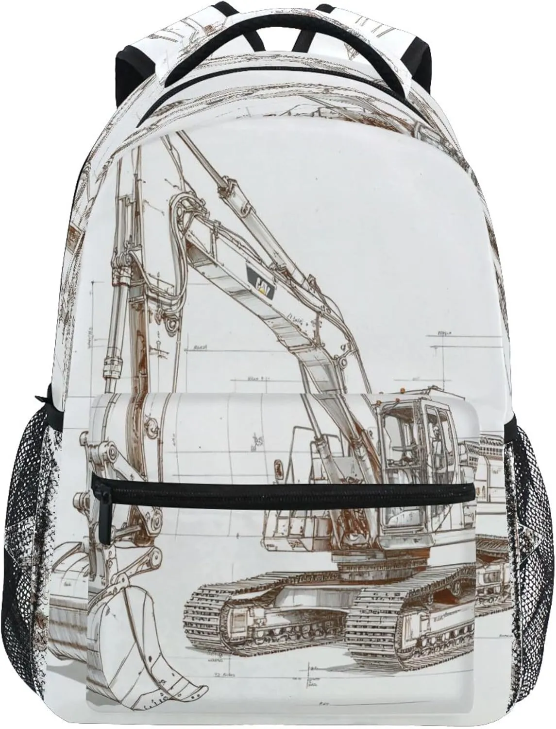 KLL Backpacks for Teenager Fashion Backpack With Water Bottle Pocket with Chest Strap for Business Work College Travel Trip Excavator