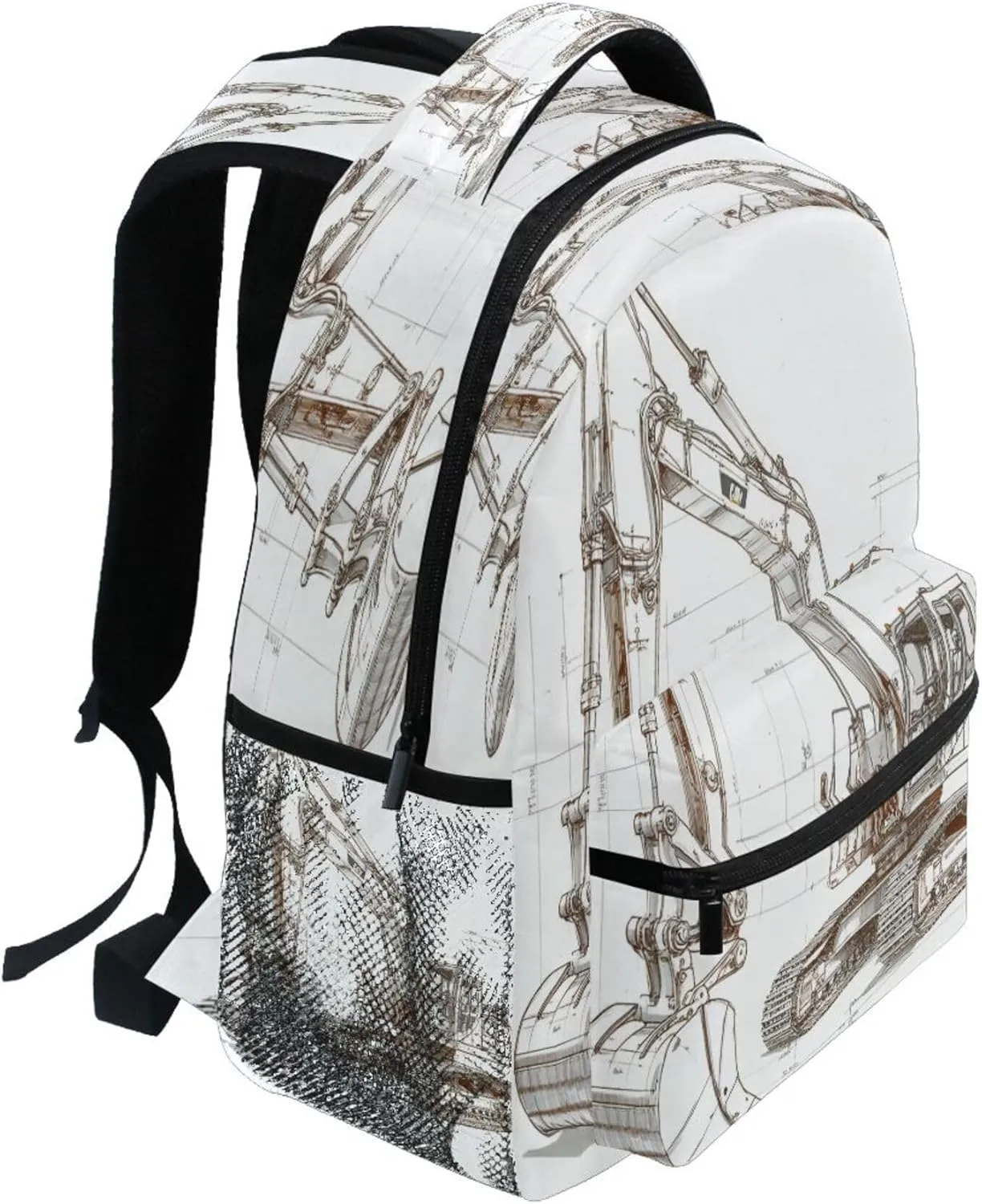 KLL Backpacks for Teenager Fashion Backpack With Water Bottle Pocket with Chest Strap for Business Work College Travel Trip Excavator
