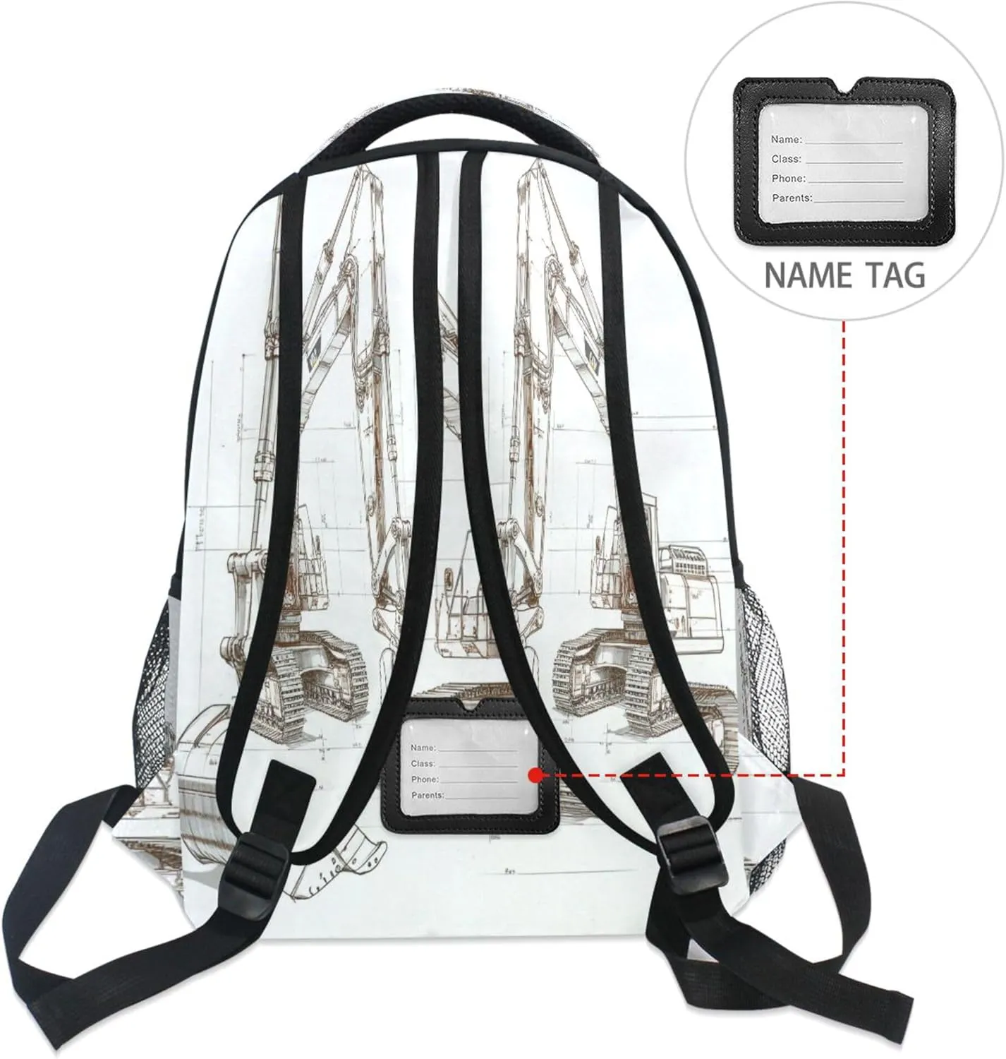 KLL Backpacks for Teenager Fashion Backpack With Water Bottle Pocket with Chest Strap for Business Work College Travel Trip Excavator