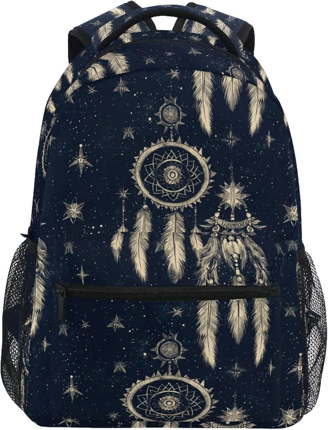 KLL Backpacks for Women Men Waterproof School Bag with Chest Strap for Travel Trip Western Cowboy Dream Catcher Star Tribal Primitive Charm Sparkling