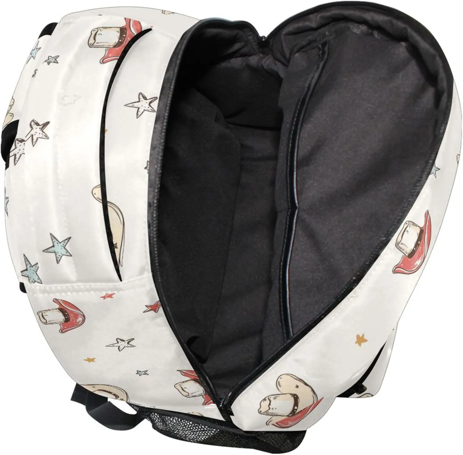 KLL Cool Backpacks for Unisex Adult Waterproof Sports Backpack with Chest Strap for College Work Western Cowboy Cow Hat White