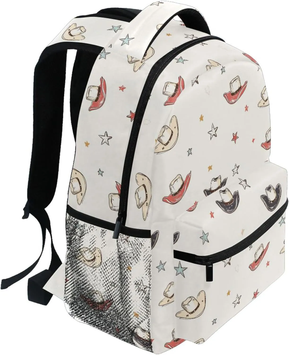 KLL Cool Backpacks for Unisex Adult Waterproof Sports Backpack with Chest Strap for College Work Western Cowboy Cow Hat White