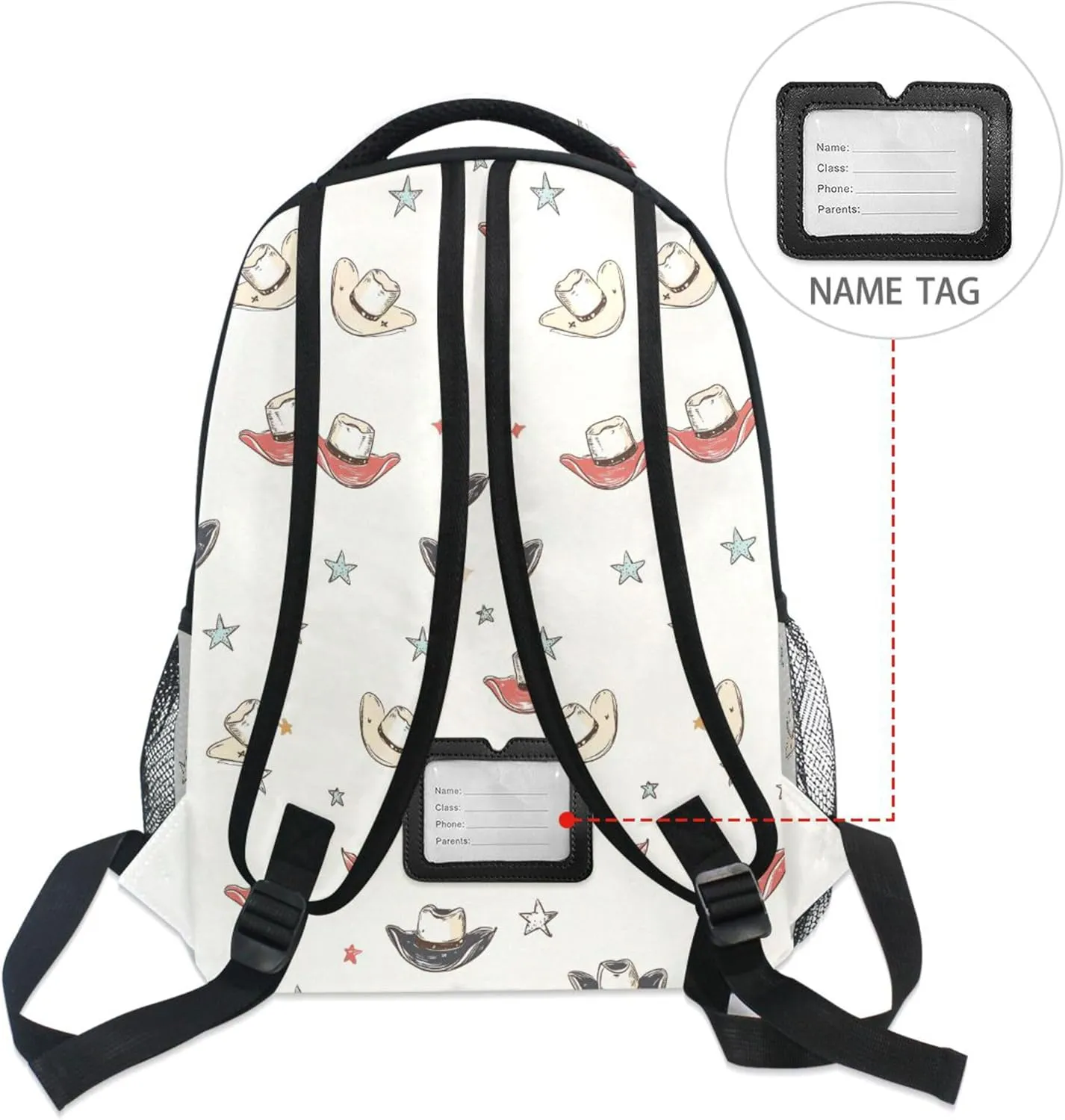 KLL Cool Backpacks for Unisex Adult Waterproof Sports Backpack with Chest Strap for College Work Western Cowboy Cow Hat White