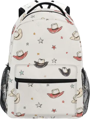 KLL Cool Backpacks for Unisex Adult Waterproof Sports Backpack with Chest Strap for College Work Western Cowboy Cow Hat White