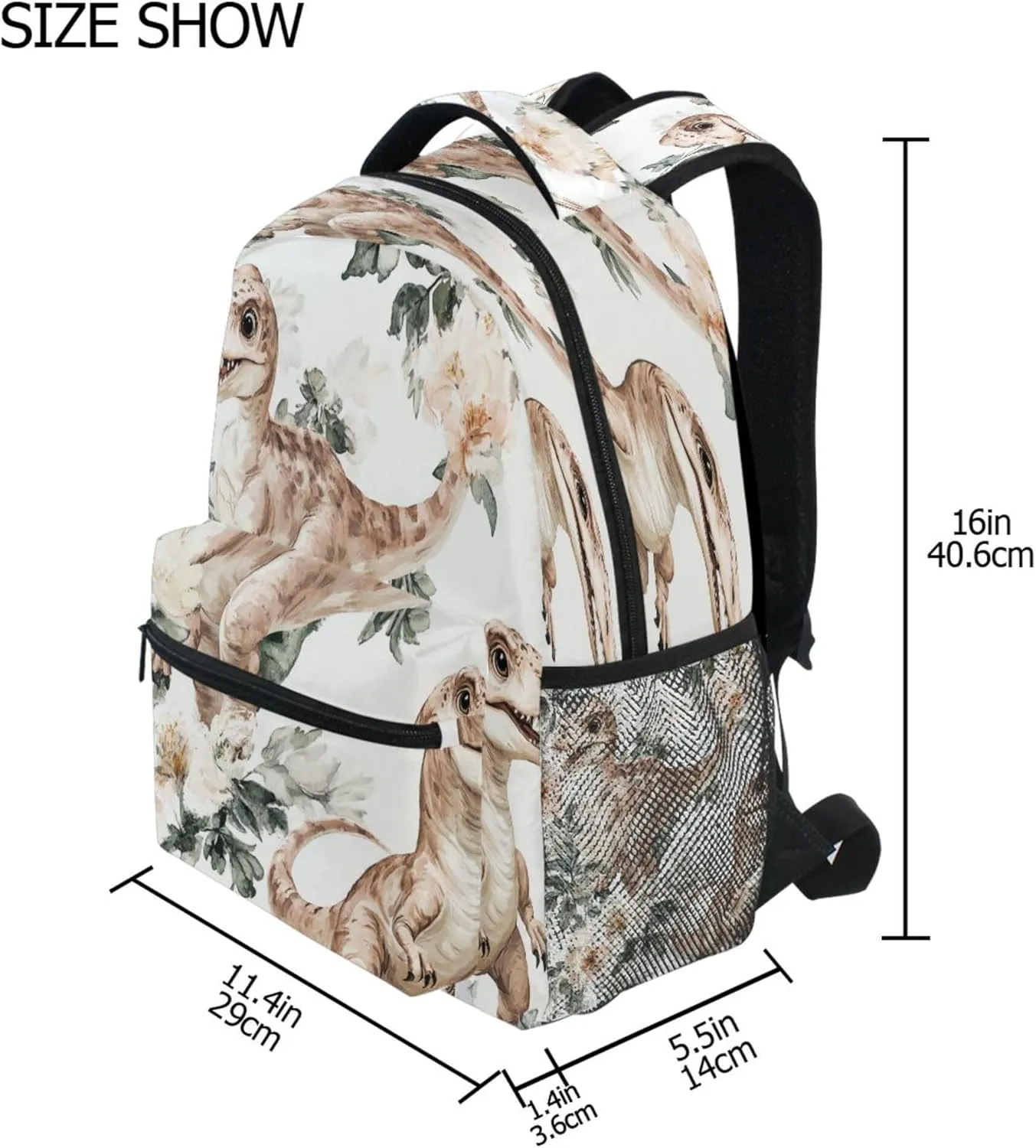 KLL Day Backpack for Men Women Fashion Outdoor Backpack with Chest Strap for Business Work College Travel Trip Cute Dinosaurs