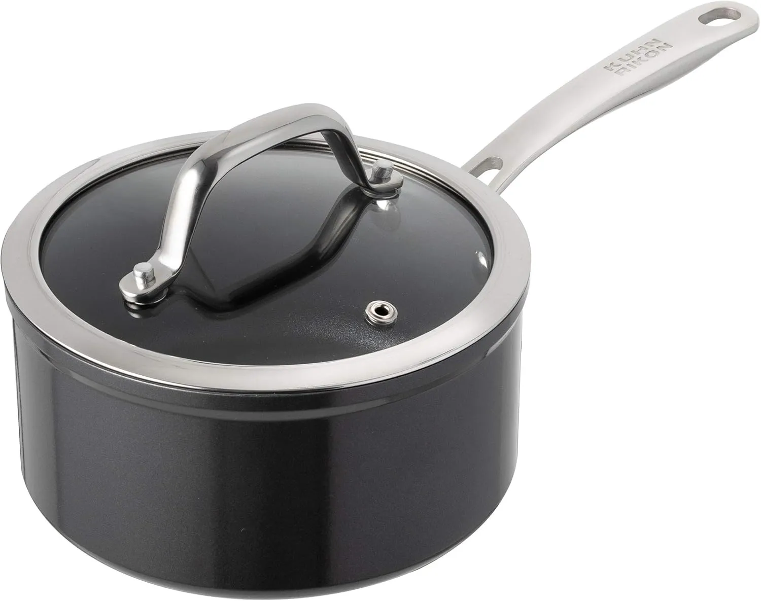 Kuhn Rikon Easy Pro Non-Stick Saucepan with Glass Lid, 7.05 inch/18 cm