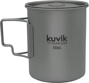 Kuvik Titanium Cup with Lid 550ml (18.6 oz) - Ultralight and Compact Pot for Backpacking, Camping, and Survival