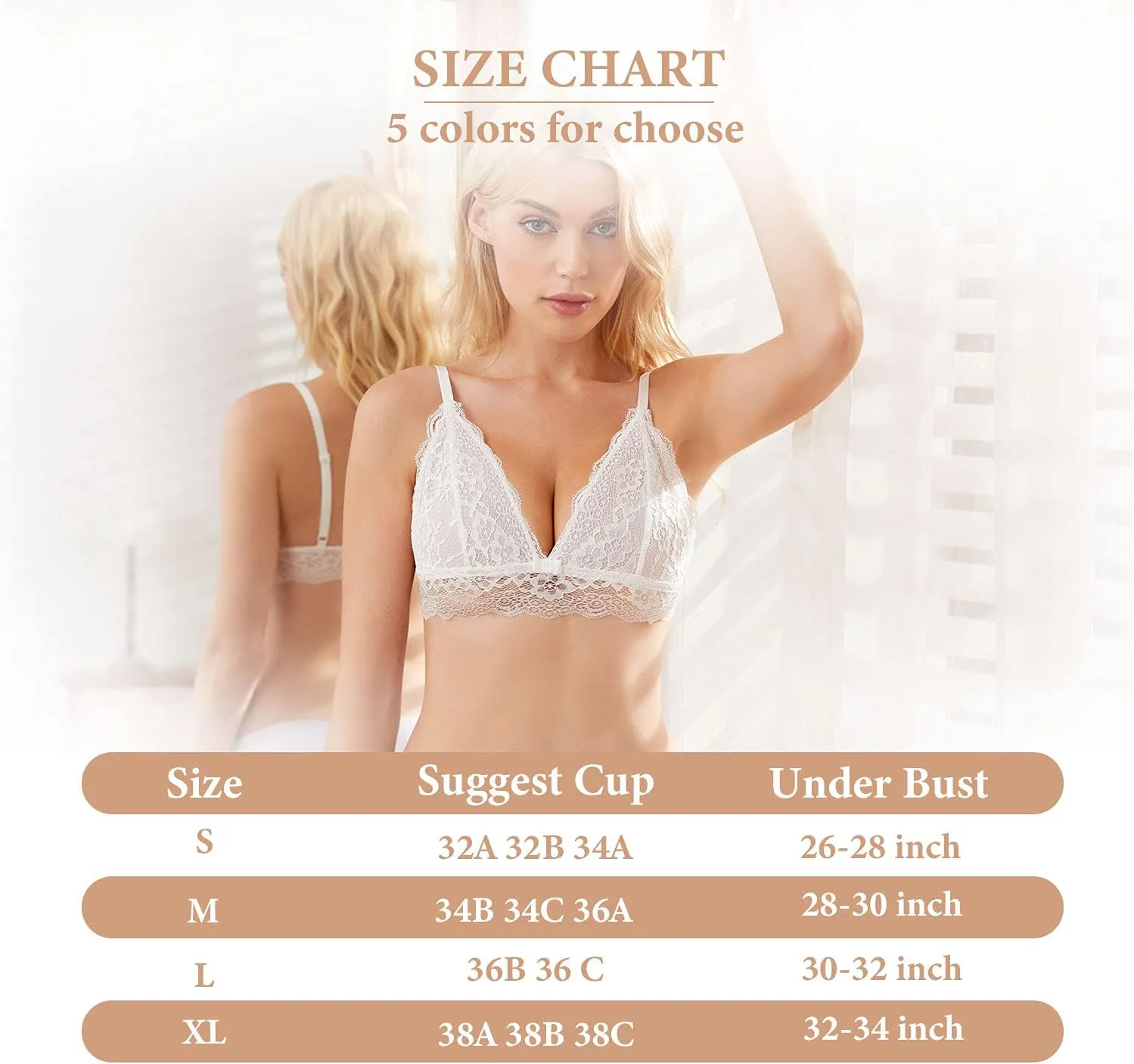 Lace Bralettes for Women No Underwire Sexy Triangle See Thru V Neck Unpadded Bra