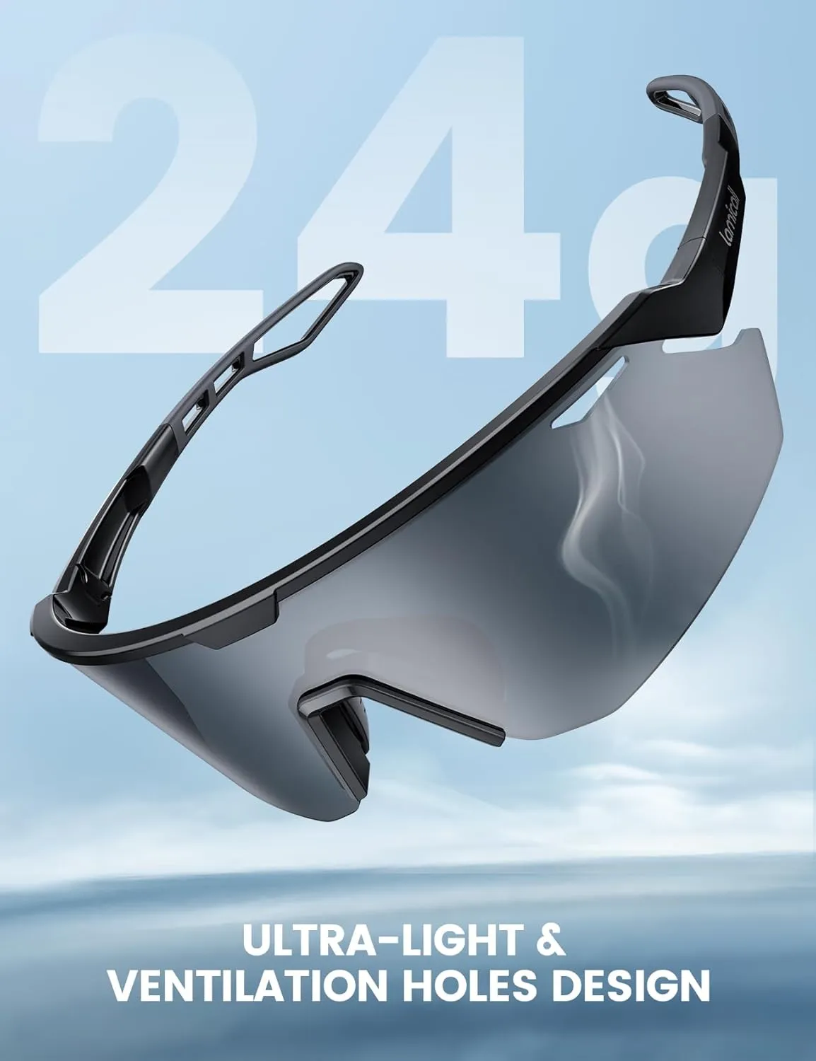Lamicall Polarized Sports Sunglasses for Men Women, 24g, UV400 Protection Sun Glasses for Cycling Running Baseball Fishing