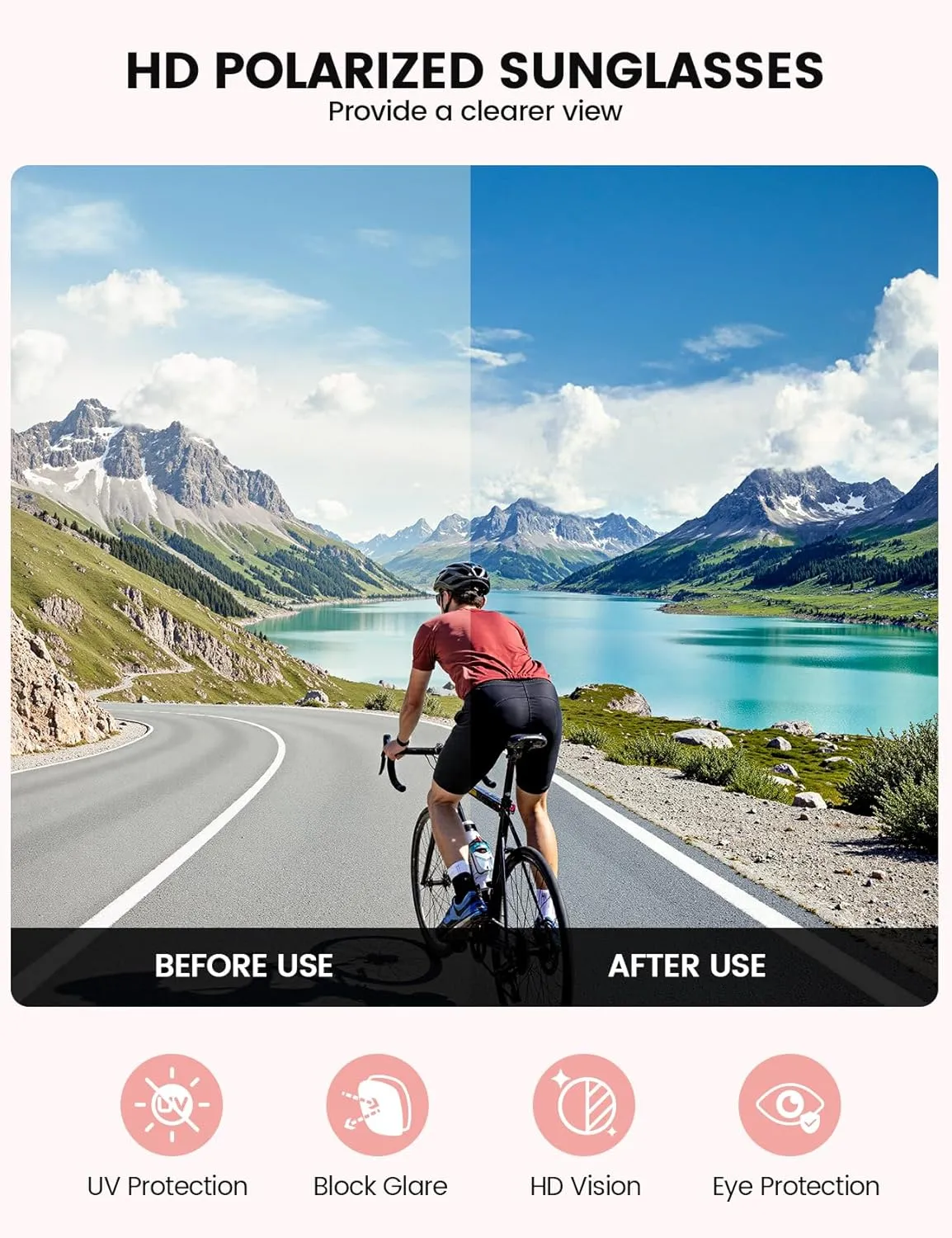 Lamicall Polarized Sports Sunglasses for Men Women, 24g, UV400 Protection Sun Glasses for Cycling Running Baseball Fishing