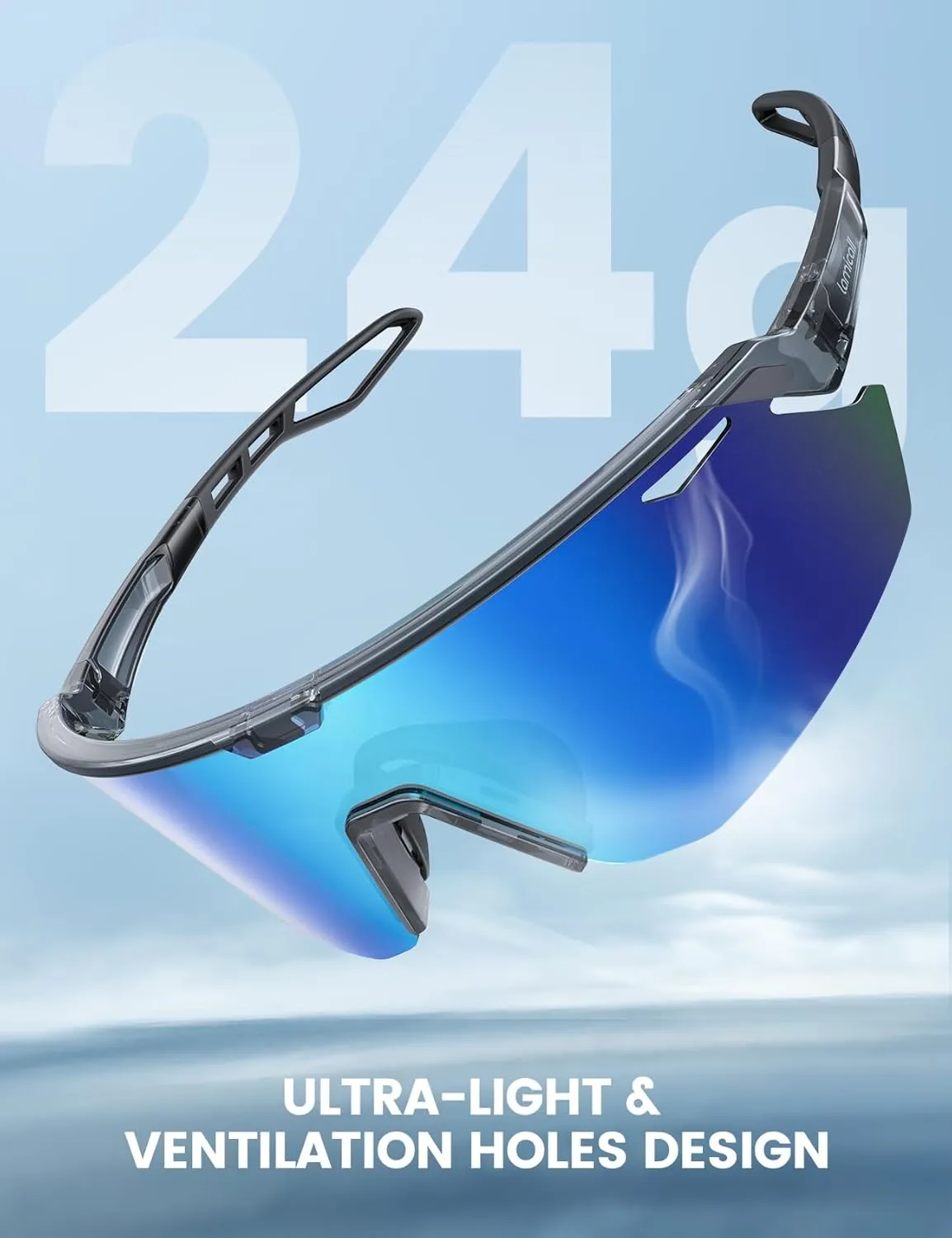 Lamicall Polarized Sports Sunglasses for Men Women, 24g, UV400 Protection Sun Glasses for Cycling Running Baseball Fishing